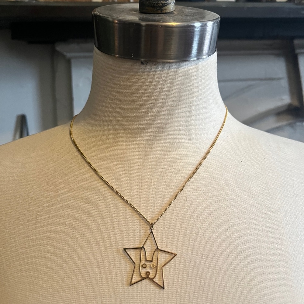 Karen Walker Gold Tone Rabbit Necklace